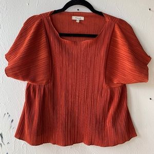 Flowy Cropped Rust Red Blouse Top from Madewell - XS, Great Condition!